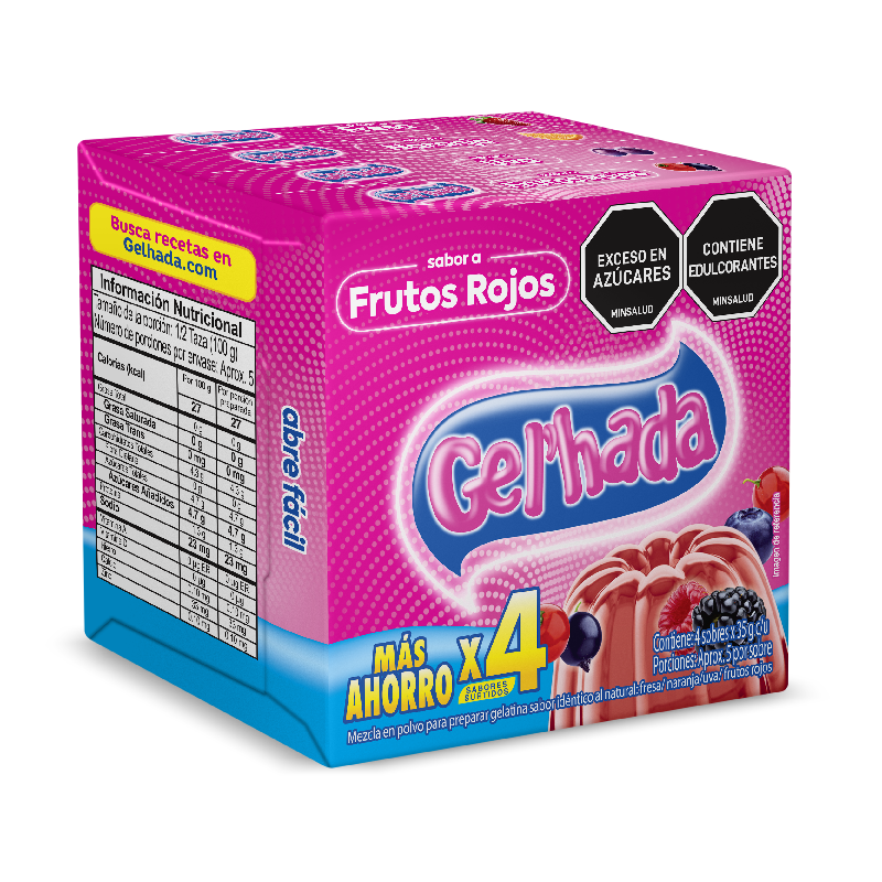 Gelatina Gel’hada x 4 sabores surtidos x 35g C/U