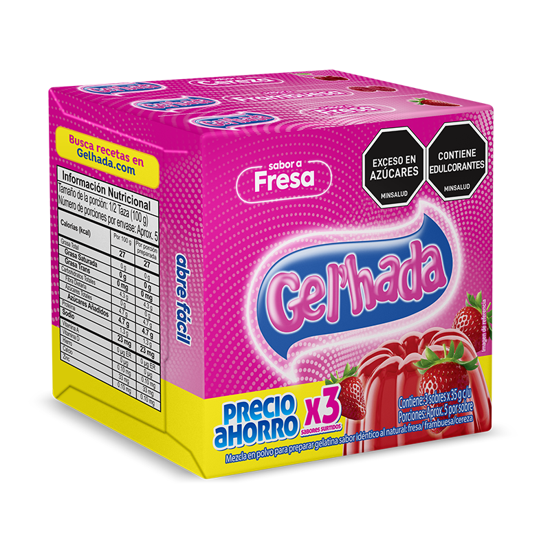 Gelatina Gel’hada x 3 sabores surtidos x 35g C/U